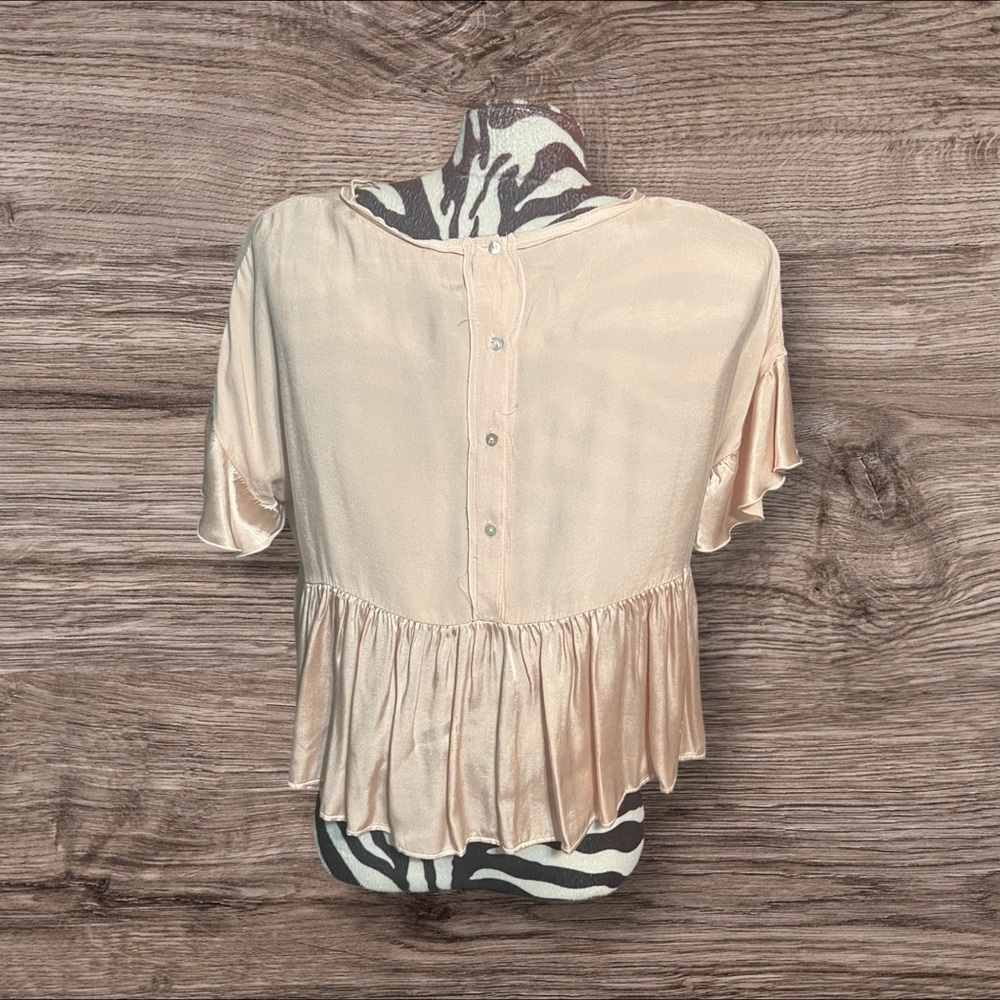 Zara Basic Pink Cap Sleeve Layered Ruffle Top Size XS - Picture 2 of 6